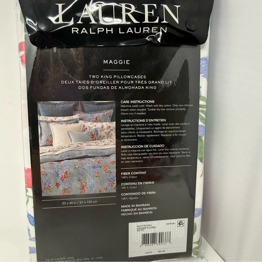 Lauren Ralph Lauren 2 King Size Pillowcases Maggie Floral Cottage NWT